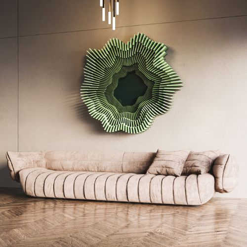 Arte de parede radial em madeira MDF, projectada com um design moderno