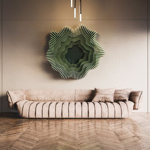 Arte de parede radial em madeira MDF, projectada com um design moderno