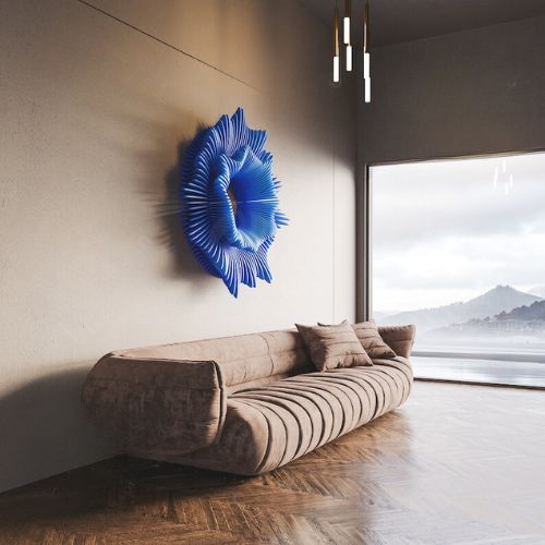 Arte de parede radial em madeira MDF, projectada com um design moderno