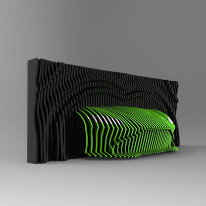 Os nossos painéis decorativos em madeira, são uma verdadeira obra de arte paramétrica, desenhada para captar a essência da velocidade, da elegância e da paixão pelo universo automotivo