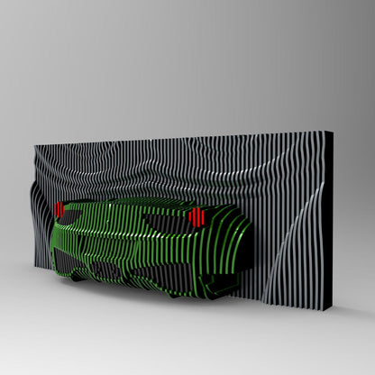 Os nossos painéis decorativos em madeira, são uma verdadeira obra de arte paramétrica, desenhada para captar a essência da velocidade, da elegância e da paixão pelo universo automotivo